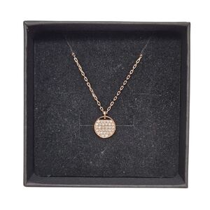 Swarovski Rose Gold Tone Crystal Pavé Disc Pendant Necklace